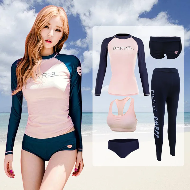 

Korean Style Swimsuit Women's Long-Sleeved Rush Guard Swimsuit Sunscreen Dive Skin Pants Split Surfing Suit Floating Diving Suit