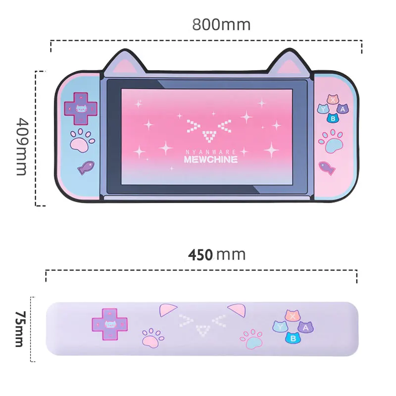 80x40 см и кошачьими ушками игровой коврик для мышки с аниме большой мыши
