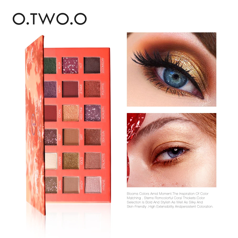 O.TWO.O 18 Colors Eye Shadow Matte Shimmer Pigment Powder Long Lasting Makeup Brown Purple Eyeshadow Make Up Palette |
