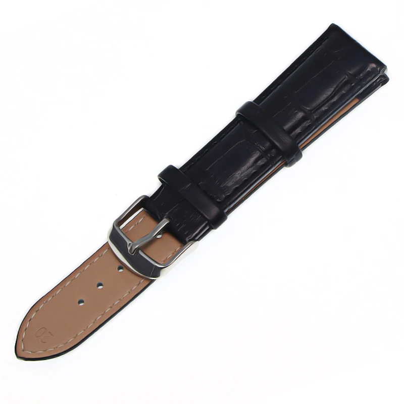 Black Watch Bands Strap Watchband Leather Men Women Genuine 12mm 14mm 16mm 18mm 20mm 22mm Watch Strap  Watch Belt
