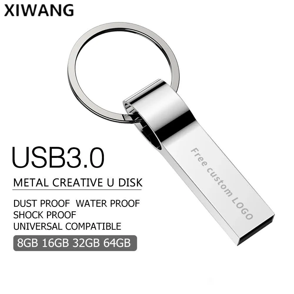 usb флеш-накопитель, 64 ГБ, металлический USB 3,0, серебристая флешка, 4 ГБ, 8 ГБ, 16 ГБ, 32 ГБ, u-диск, флешка, 128 ГБ, флешка, ключ, бесплатный логотип на заказ