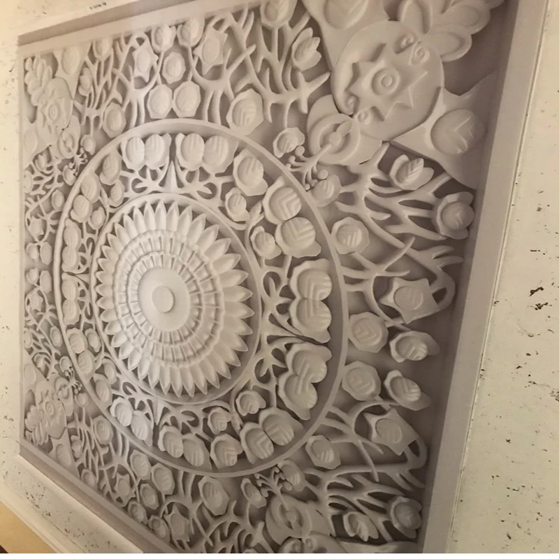 Пользовательские обои домашний декор Европейский стиль белый гипс резной 3D