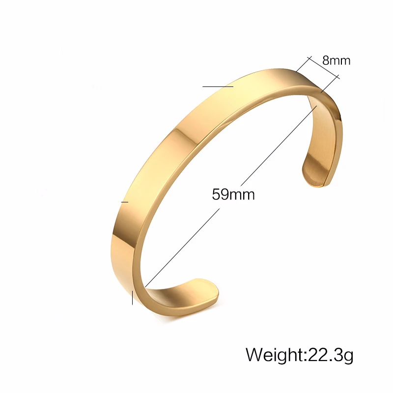 8MM Разные цвета, от 3 мм до 16 мм, для мужчин и женщин, плоский обтягивающий Браслет-манжета, браслет из нержавеющей стали, Brackelts, подарки для мамы, папы и сестры - Окраска металла: 8MM