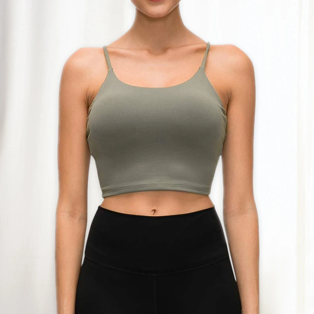 

Elastic Sport Running Yoga Bra Women Breathable Solid Workout Fitness Gym Vest Padded Crop Tops Shockproof Sportswear