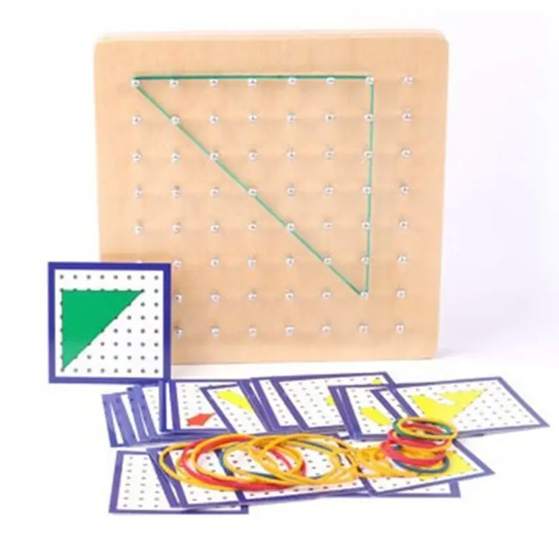 

Baby Toy Montessori Creative Graphics Rubber Tie Nail Boards with Cards