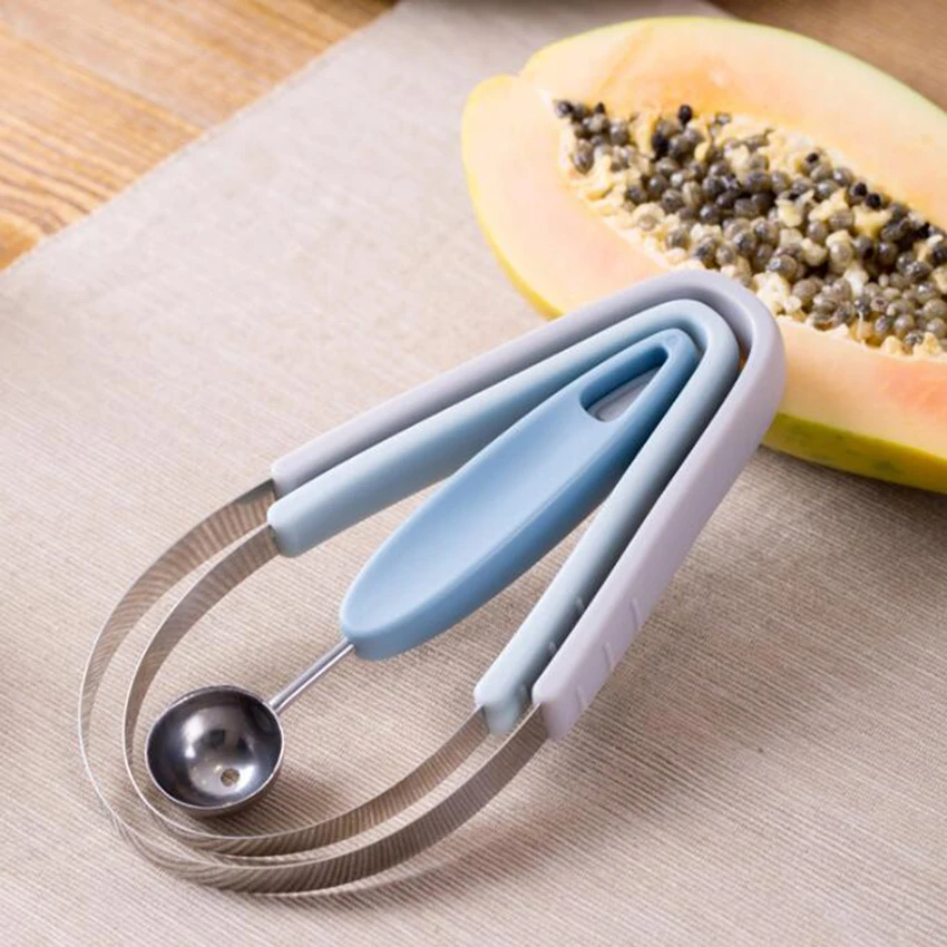 3 в 1 арбуз дыня резак фруктов делитель копать мяч Мороженое Совок DIIY творческий