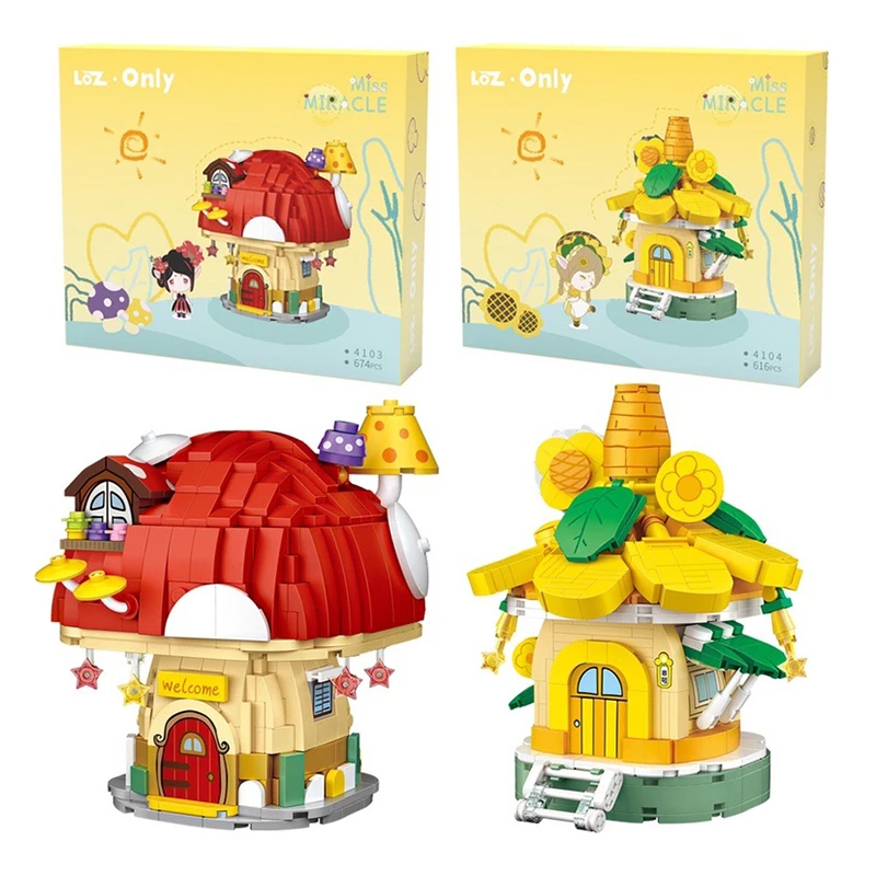 LOZ мини Алмазный строительный блок уличный вид Подсолнух гриб дом сборные