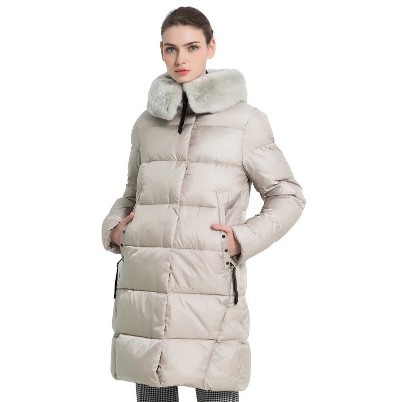 ICEbear 2019 Новая зимняя женская куртка со смъемном меховом ворот из натурального