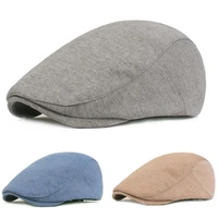 sun protection simple beret hat cotton flat brim unisex forward cap for daily wear