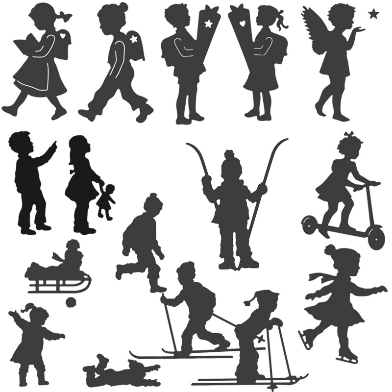 Металлические Вырубные штампы для катания на лыжах мальчика и девочки фотообои