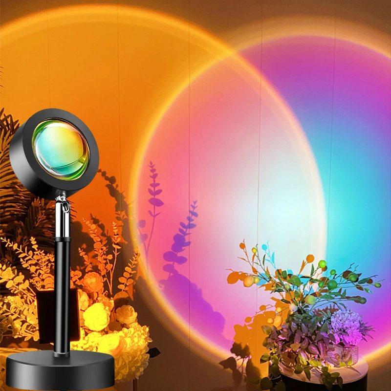 

USB Радужный закат красный проектор Напольная Лампа светодиодный ночсветильник проекция солнца закат лампа для прямой трансляции фон декор ...