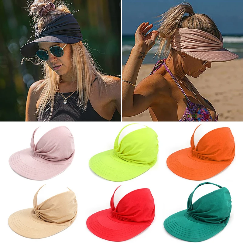 

New Hat Spring Summer Female Sun Hat Female UV Resistant Elastic Top Empty Cap Ponytail Hat Visor Hat Beach Hat Women