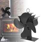 4 лопастей вентилятора черный каминный вентилятор для печи, работающий от тепловой энергии дровяная печь тихий вентилятор для камина эффективным для зимнего периода распределение тепла