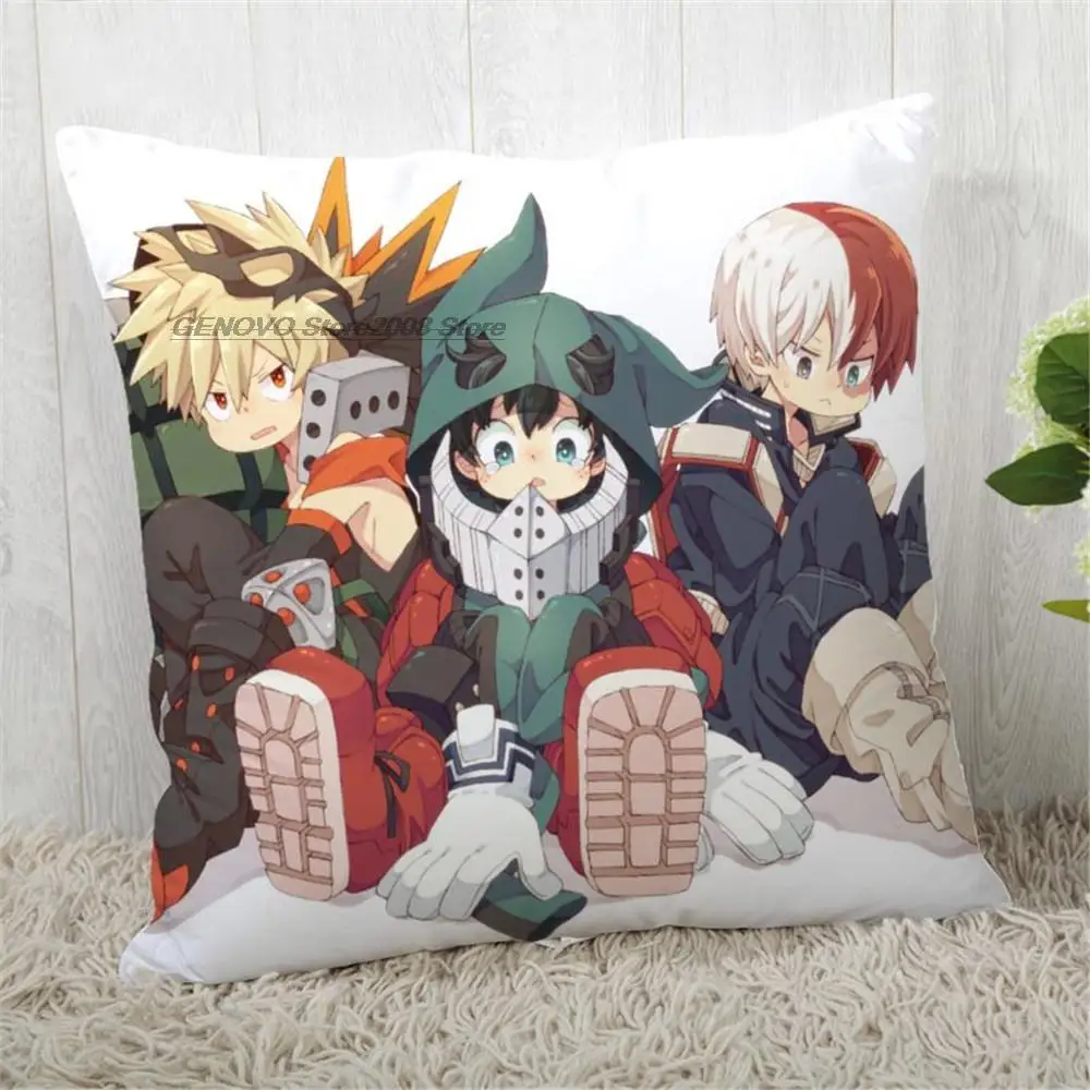 

Neueste Meine Hero Wissenschaft Kissenbezüge Cartoon Anime Kissen Fall Japanischen Manga 3D Werfen Kissen Für Auto Sofa Home Te