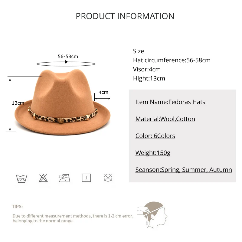 New Fashion Ladies Fedora Hat Men's Jazz Hat Summer Spring Black Wool Blended Hat Outdoor Leisure Hat F29