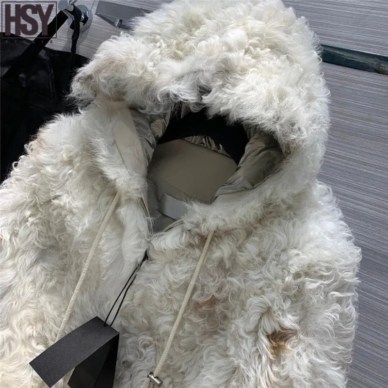 【HSY】2019 Осень Зима Новое Женское пуховое пальто большая Кепка спущенное плечо