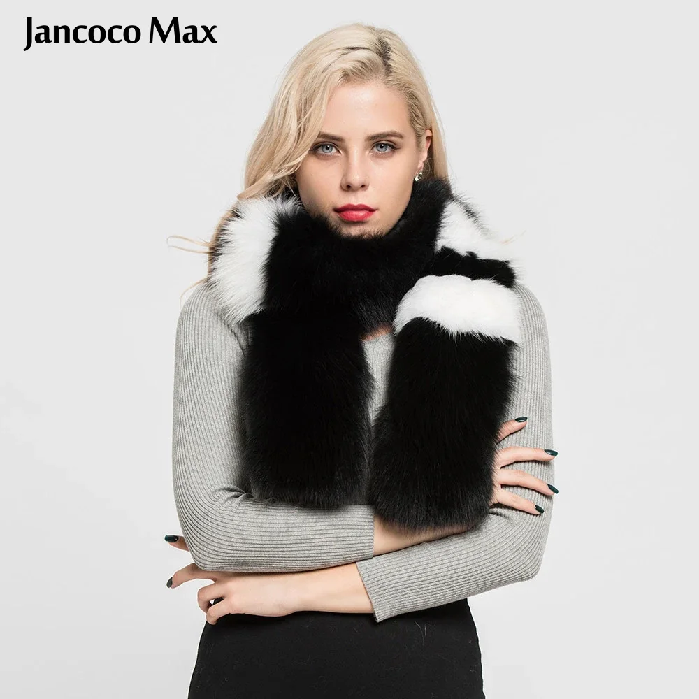 Jancoco Max Леди Мода Стиль натуральным лисьим мехом длинный шарф на весну и зиму