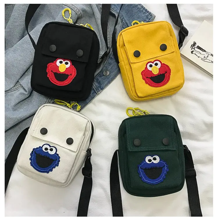 Sesame Street Canvas  Shoulder Purse Phone Pocket ELMO cookie Slim Messenger Crossbody Shopping Cosmetic Keyring bag images - 6