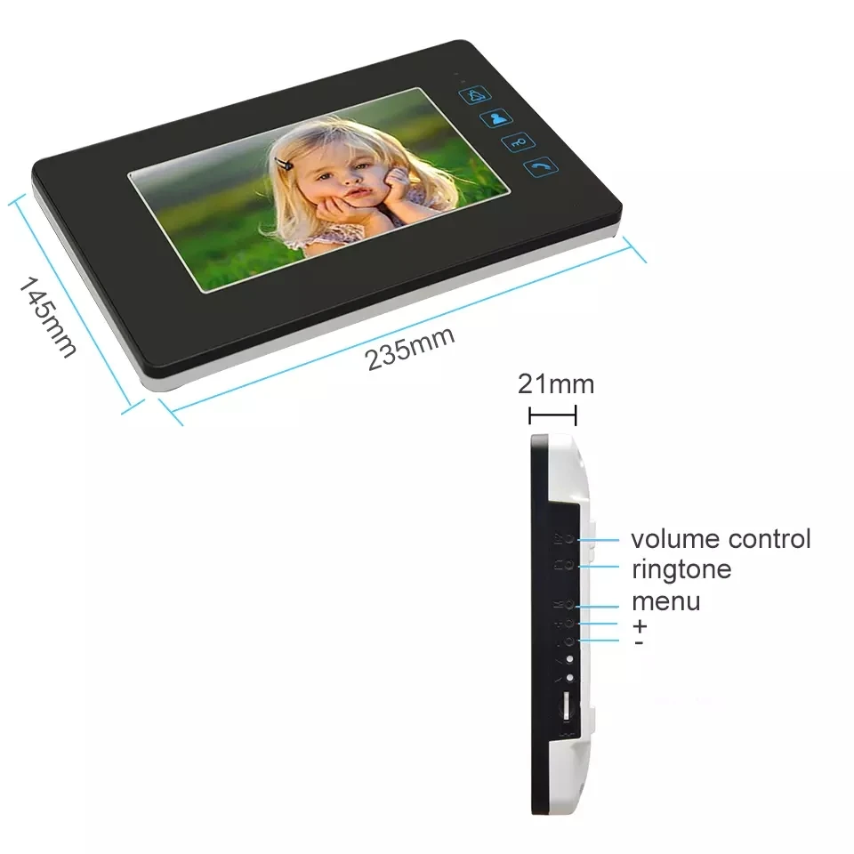 

7 Inch Monitor Video Doorbell Intercom with Camera Wired Video Door Phone System Night Vision Waterproof for Villa