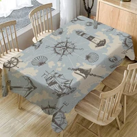anchor compass table cloth dust proof linen thicken sailing lighthouse tablecloth kitchen rectangular retro table covers wedding