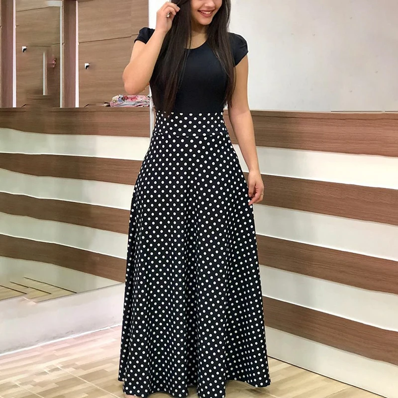 

Two Pieces Dress Women Short Sleeve Robe Long Flower Floral Dress Fashion Long Women New Female Summer Beautiful A-Line Dresses