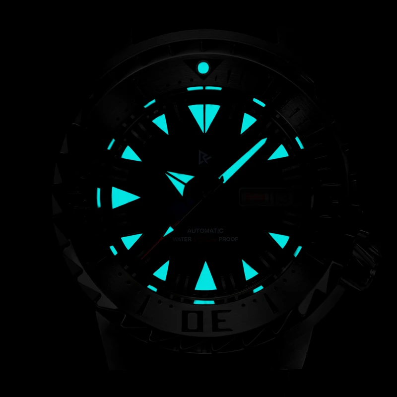 

Cronos Retangula Rdunae Monster Diver Men Watch Automatic NH36 Water Resistant