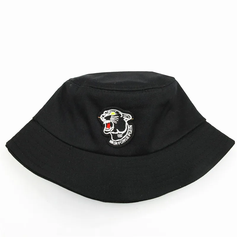 LDSLYJR хлопковая Панама с черной вышивкой леопарда рыбацкая шляпа уличная дорожная