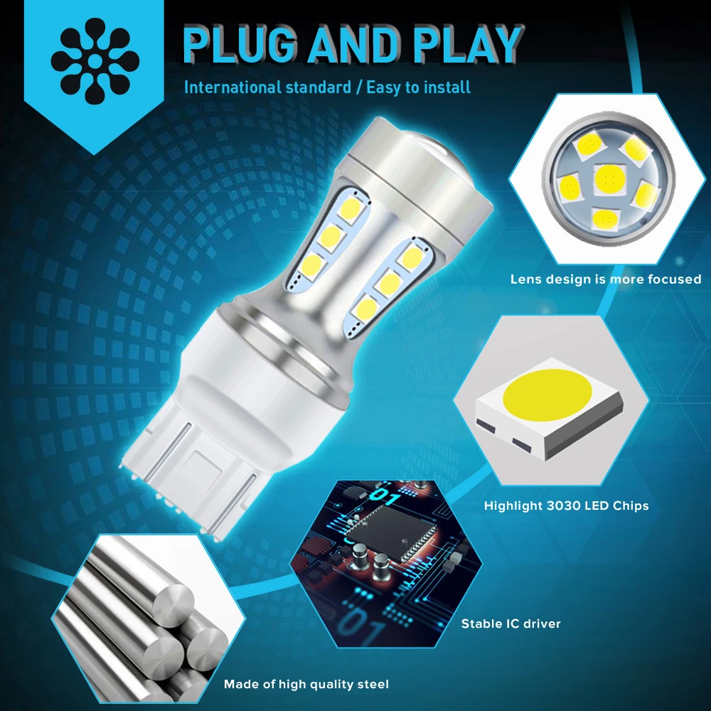 2X T20 7443 W21/5W 7440 W21W LED Bulbs Car Reverse Light for BMW E53 E70 F10 F30 F20 E87 M3 M5 E60 E90 E91 E92 E36 E30 E39 E46 | Автомобили