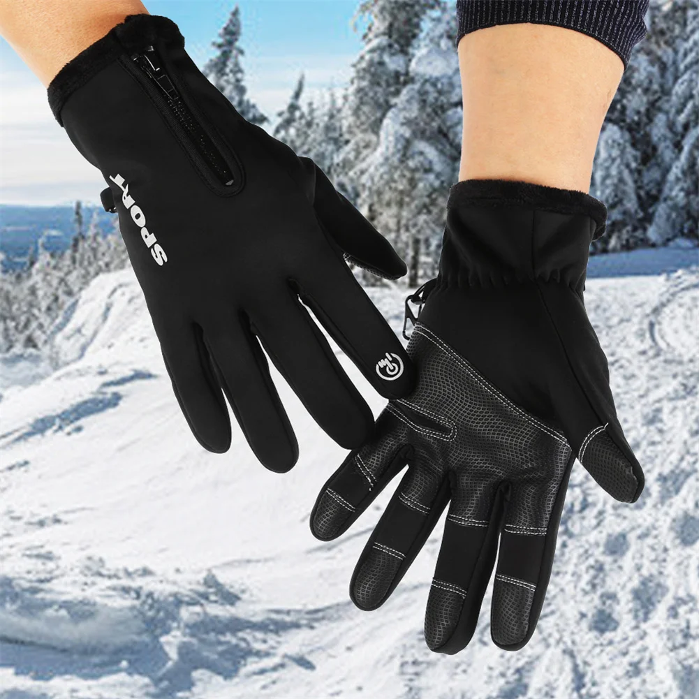 

PEACHES Cycling Gloves Touch Screen Full Finger Winter Zipper Windproof Waterproof Sports Hiking Skiing Riding Motorcycle Gloves