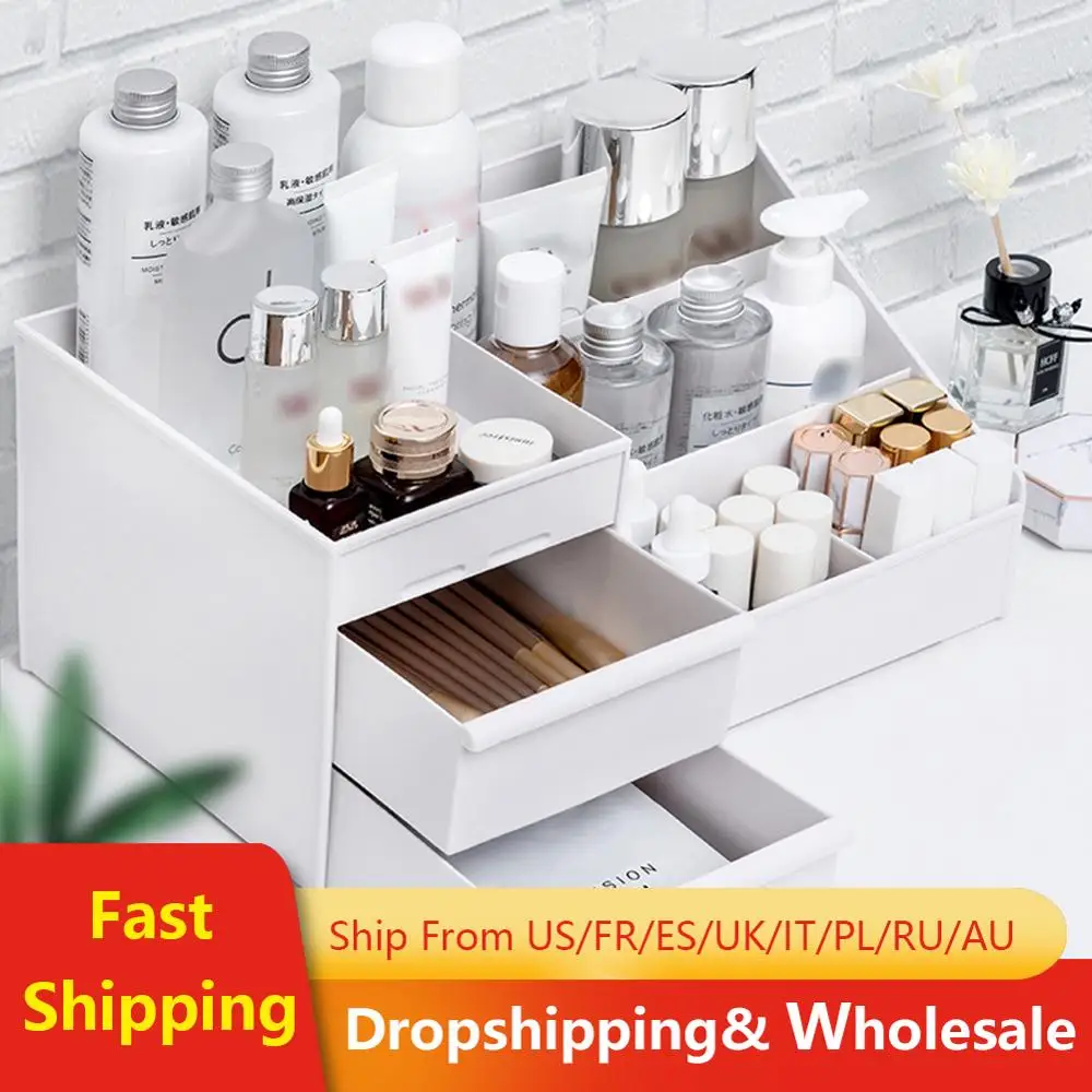 Вместительная коробка для хранения косметики ящик органайзер макияжа туалетный