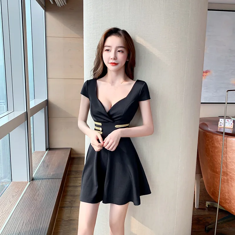 B5120 2021 летнее Новое Женское модное темпераментное сексуальное платье с V-образным