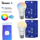 Умная Светодиодная лампа SONOFF 9 Вт E27 RGB с регулируемой яркостью, 12510 шт., 220-240 В, таймер для домашней автоматизации, поддержка eWelink Alexa Google Home