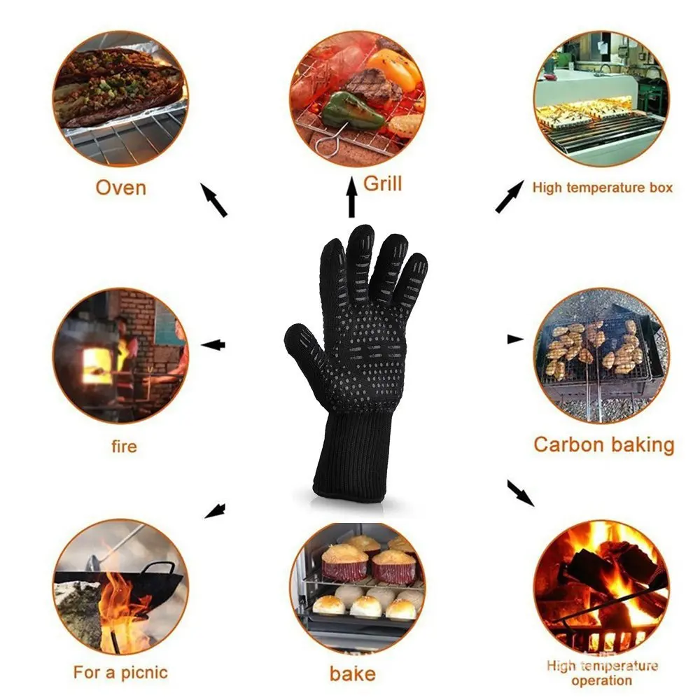 

1PCS BBQ Gloves 300-500 Centigrade Extreme Heat Resistant Silicone microwave kitchen Tools Cooking Grill Oven Gloves