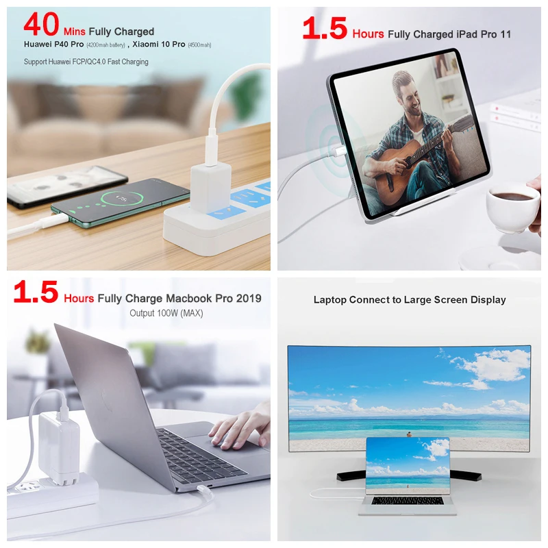 Кабель BaySerry PD 100 Вт с USB C на Type для MacBook Pro 5A быстрая зарядка 4 0 Samsung S21 Xiaomi mi 11