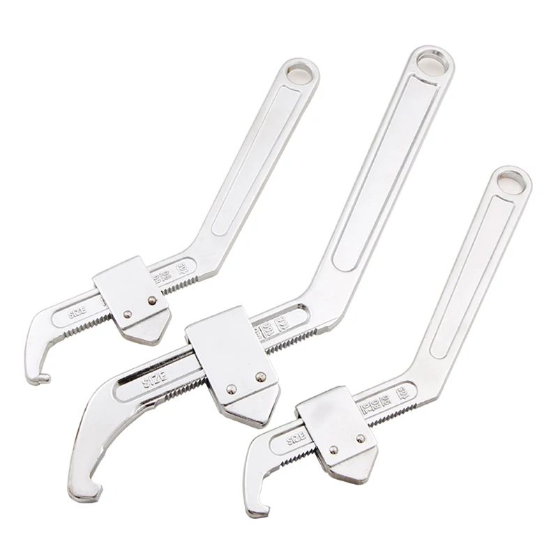 Регулируемый гаечный ключ для ремонта водомерных крышек с боковым отверстием и крючком для поворота гайки - Llave Inglesa.