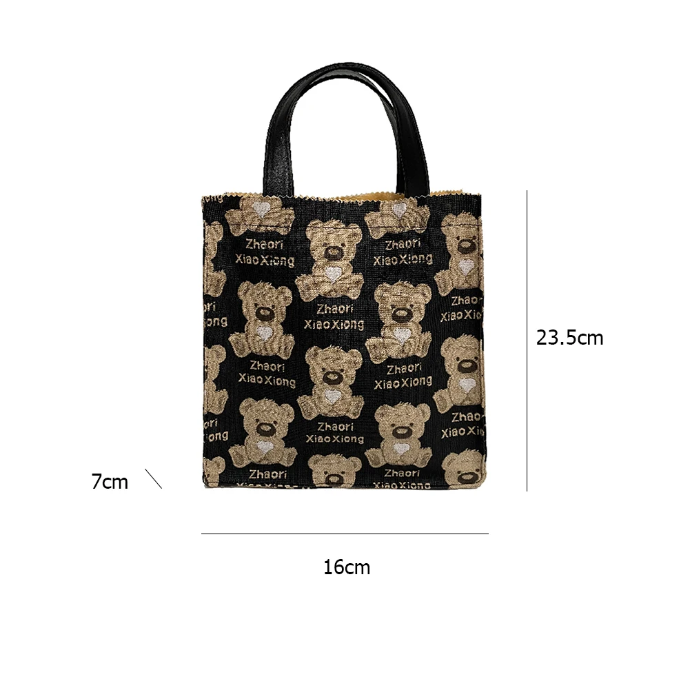 

Fashion Bear Print Handbag Gift Bag Women Top-handle Pouch Cartoon PU Leather Gift Packing Street Clutch for Festival