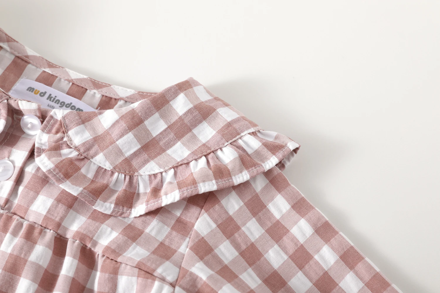 Mudkingdom Ruffle Collar Girls Nightgowns Plaid Long Sleeve Toddler Pajamas Dress Peter Pan Cute Sleep Shirts Girl Homewear