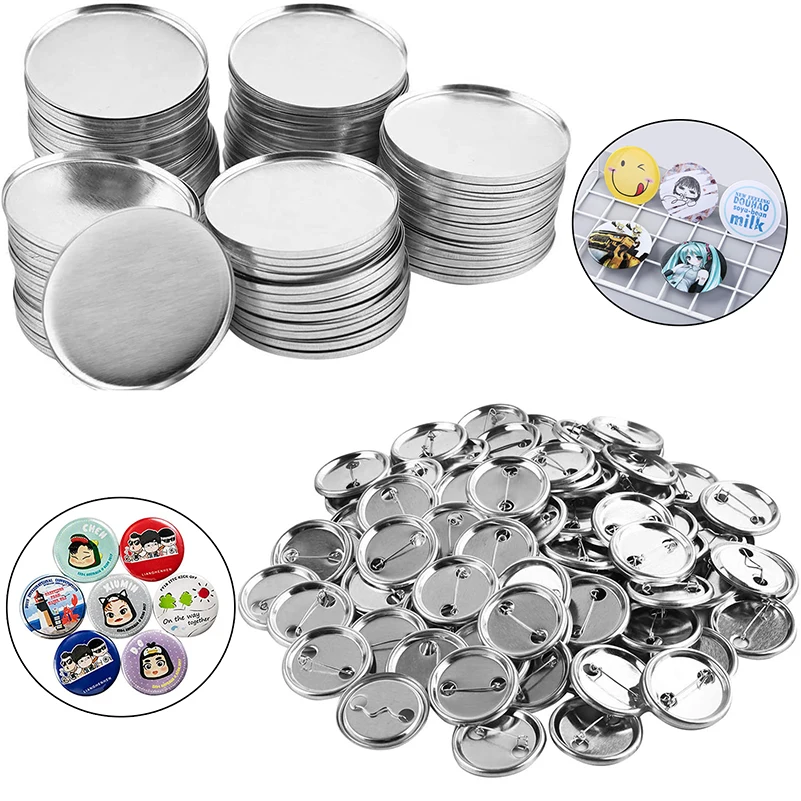 100pcs Button Badge Machine Parts Metal Button Pins Blank Sets Maker DIY Arts Crafts Supplies 25mm