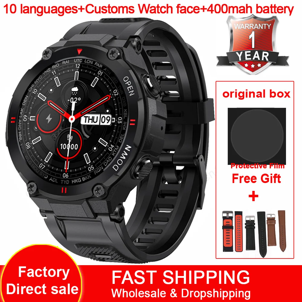 

K27 Smart Sports Watch Men 400mAh Full Touch Waterproof Fitness Tracker Heartrate Blood Pressure Customs Watch Face Smartwatch