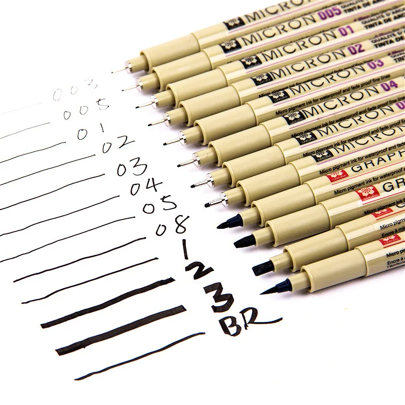 

1pcs Pigment Micron Sakura Neelde Soft Brush Drawing Marker Pen 005 01 02 03 04 05 08 Brush Fine Point Markers Pen