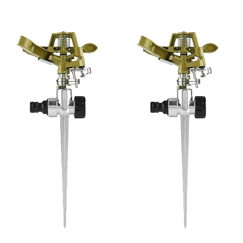 

2Pcs Metal Pulsating Sprinkler Watering Sprinklers For Lawn Garden Golf Grass Impulse Spike Hose 360 Degree Garden Tools