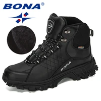 bona new designers men ankle hiking boots plus size fashion classic trekking footwear outdoor plush winter boots man comfy