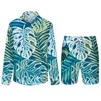youthup men hawaiian sets leaf summer shirt 3d print beach shorts holiday clothes vocation outfit male 2 pieces set streetwear