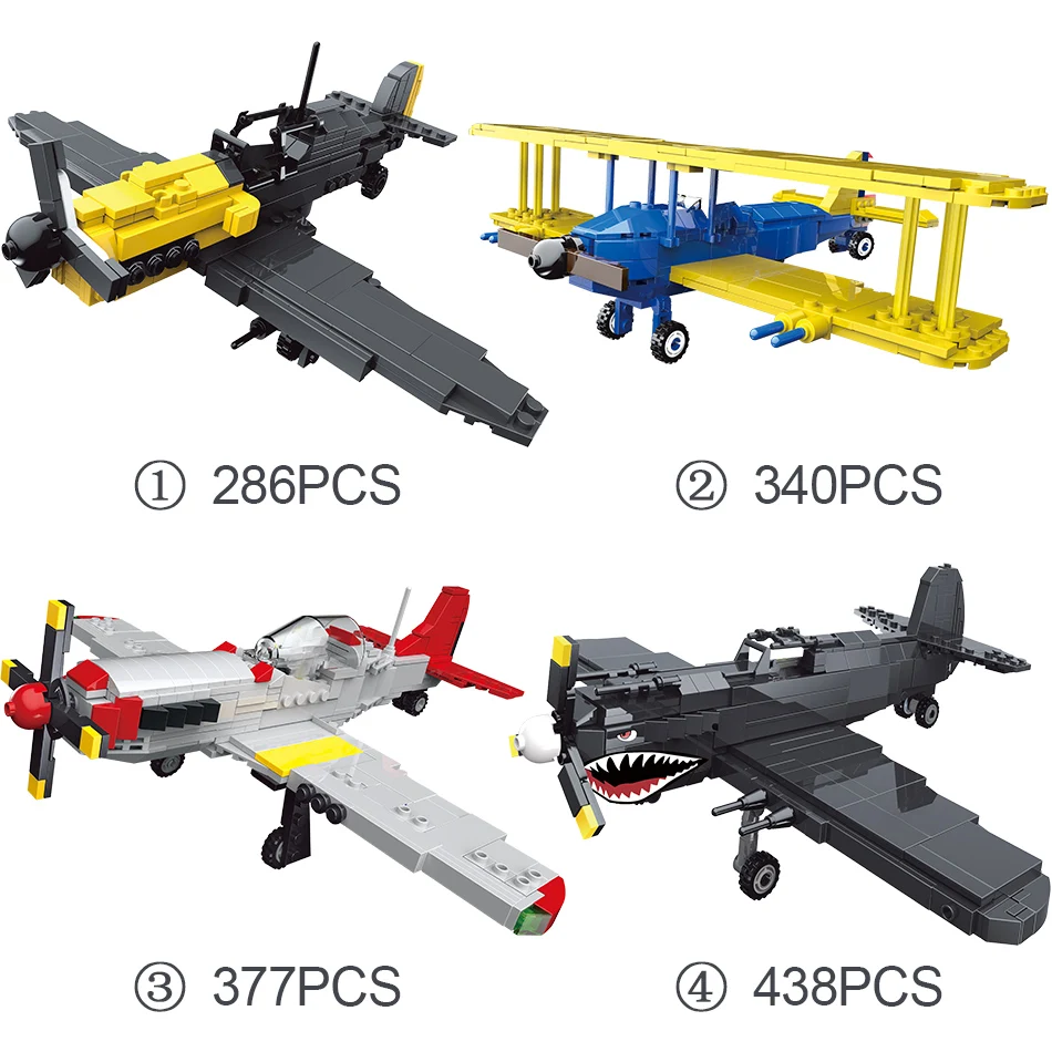Военный классический самолет BF 109/PT 17/ P 51/P 47/AR196 модель строительные блоки WW2