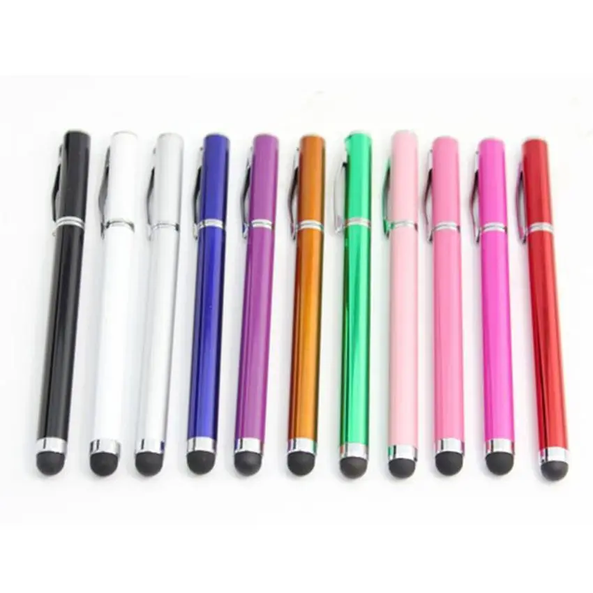 500pcs Wholesale  2 In1 Touch Screen Stylus Pen+Ballpoint Pen for IPad IPhone Tablet Smartphone Capacitor Touch Pens Stylus