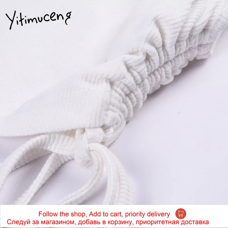 

Yitimuceng Crop Tops Women Clothes Korean Fashion White Summer 2021 Backless New Tank Top Solid Sexy Shirring Print Super-short