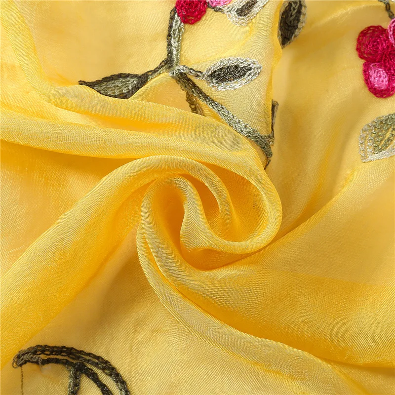 

Luxury Silk Scarf Hijab Women Print Embroidery Bandana Female Summer Autumn Headband Scarves Wrap Shawl Bandana Large 170*75cm