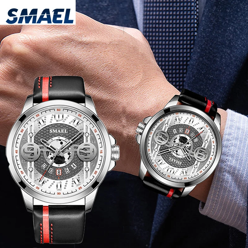 

SMAEL Для Мужчин's часы класса люкс 2021 кварцевые часы Ретро Для мужчин Водонепроницаемый кожаным ремешком из сплава, мужские часы, аналоговые н...