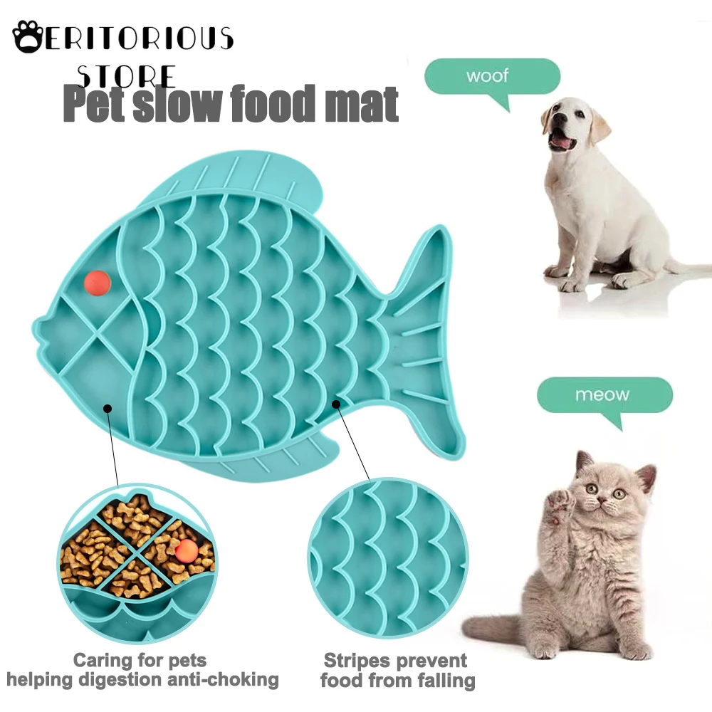 Подставка для миски силиконовая для кормления домашней собаки Pet Dog Feeding Food Bowl Mat Silicone Lick Pad Feeder Treat Dispensing Dogs Cats Slow Bowls on.