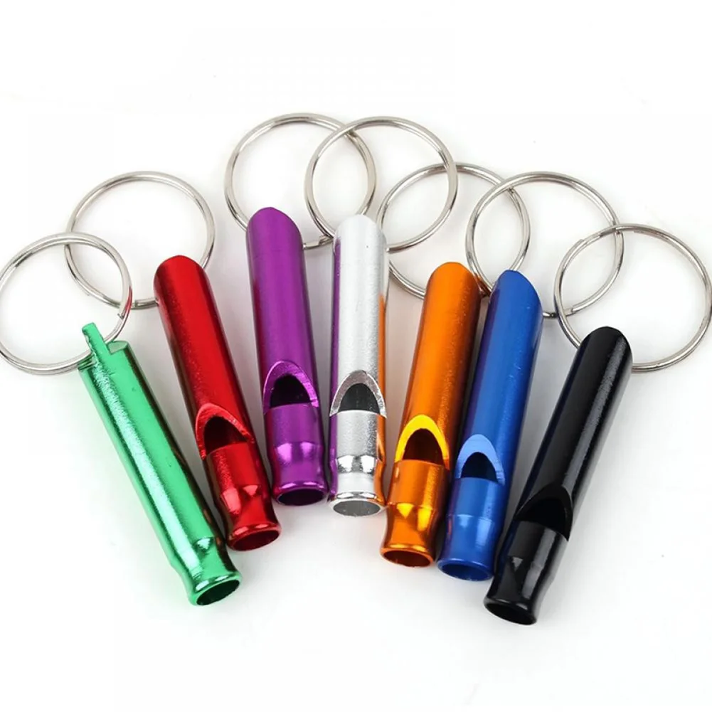 

5pcs 4.3cm Hiking Survival Camping Whistle With Keychain Designed Portable Safety Aluminum Alloy Radom Color